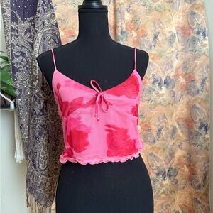 SHEIN Pink and Red Floral Camisole